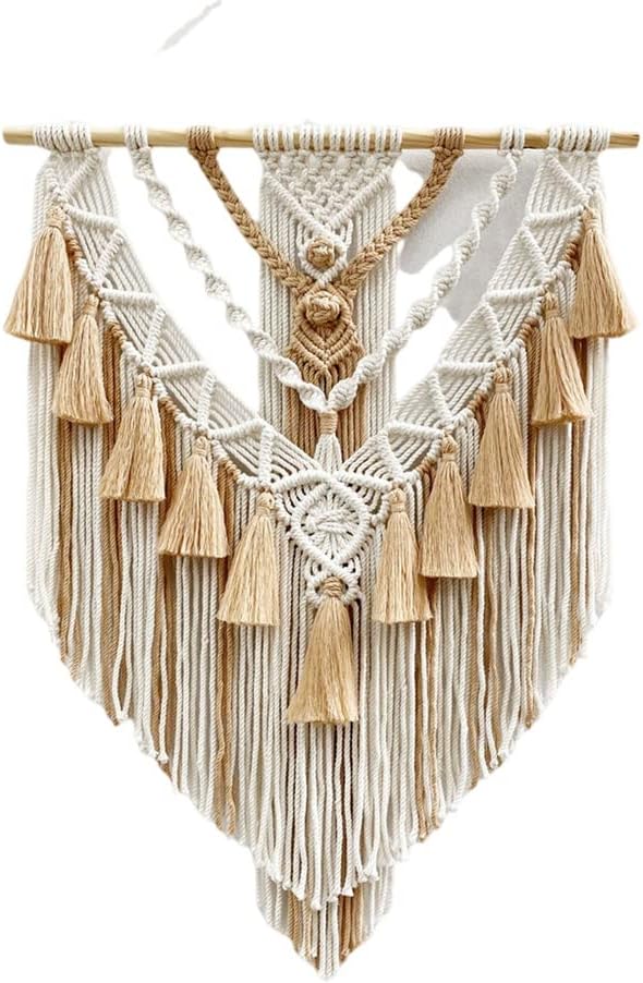 BMIDRUT Hanging Macrame Tapestry Woven Boho Wall Art Handmade Macrame Tapestry Home Wall Decor Wall Pediment 18x30 Inch (Brown)