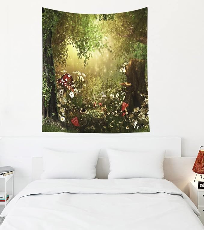 EMMTEEY Funny Tapestry - Forest Woodland Fairy Tale 50x60 Wall Tapestry for Bedroom
