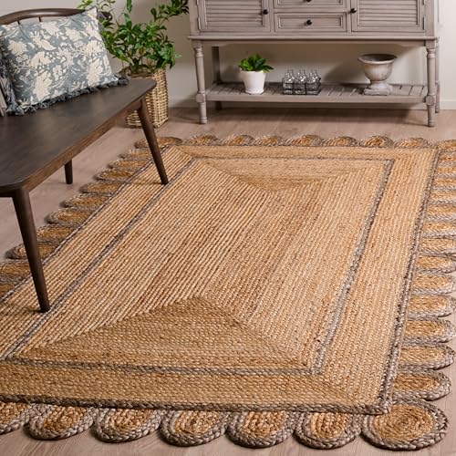 SAFAVIEH Area Rug 5x8 - Natural Fiber Collection - Natural & Grey, Handmade Jute, Ideal for Living Room, Bedroom, Dining Space (NFB125F) - color: Natural/Grey, size: 5' x 8' (Rectangular)