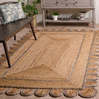 SAFAVIEH Area Rug 6x9 - Natural Fiber Collection - Natural & Grey, Handmade Jute, Ideal for Living Room, Bedroom, Dining Space (NFB125F) - color: Natural/Grey, size: 6' x 9' (Rectangular)