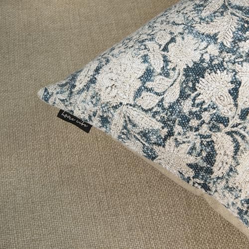 Handblock Printed Vintage Indian Cotton Decorative Throw Pillow Covers, Set of 2 (Denim Blue, 18" x 18" (Pack of 2)) - color: Denim Blue, size: 18" x 18" (Pack of 2)