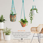 Set of 3 Macrame plant hangers with Daisies & Beads Hanging plant holder Macrame Plant hangers outdoor and indoor hanging planters Plant stand indoor Boho Decor hanging planter stand (Ocean Teal)