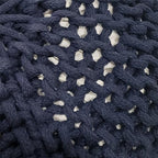 Nahunta Knitted Round Pouf - Cotton - Navy - color: Navy Blue