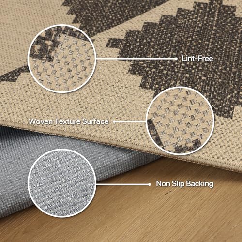 GENIMO Indoor Outdoor Area Rug 6'x9', Checkered Easy Jute Rug Machine Washable, Easy-Cleaning, Non Slip Geometric Outdoor Carpet for Patio, Living Room, Backyard, Porch, Deck, Balcony - color: Zigzag Diamond, size: 6' x 9' (Rectangular)