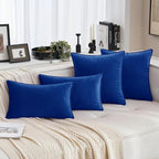 MIULEE Royal Blue Velvet Throw Pillow Covers 20x20 Soft Decorative Solid Square Cushion Cases Pack of 2 Modern Luxury Home Decor for Couch, Sofa, Bedroom