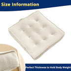 Floor Pillow Set of 2, Memory Foam Meditation Cushion, Floor Cushions for Adults Sitting, Large Square Seat Cushions for Yoga, Living Room, 20x20 Inch (Off-White)