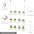 Clear Hanging Window Plant Shelves,2-Pack 3-Tier,Indoor Windows Wall Hanging Plant Stand Flower Display,Flower Pot Organizer Storage for Window Grow Herbs,Microgreens,Succulents,Flower,16-Inch