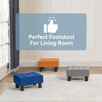 Poofzy Small Foot Stool Ottoman, Velvet Ottoman Foot Rest with Legs, Rectangle Foot Rest for Couch, Footstools and Ottomans Small for Living Room and Entryway (Gray)