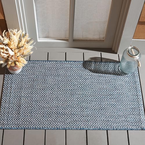 SAFAVIEH Outdoor Accent Rug 2'x3'7" - Courtyard Collection - Coastal Design, Navy & Grey, Durable & Easy Cleaning, Ideal for Patio, Entryway, Mudroom, Backyard (CY8022-36821) - color: Navy/Grey, size: 2' x 3'7" (Rectangular)