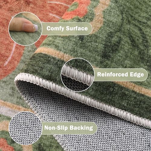 Beeiva 8x10 Washable Rug, Soft Floral Green Rugs for Living Room Indoor, Large Soft Low Pile Flower Carpet for Playroom Kids Dining Room Clasroom Dorm Décor (Green,8'x10') - color: Green, size: 8' x 10' (Rectangular)