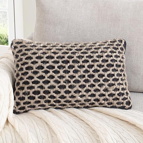 Boho Living Jada Decorative Throw, Includes Accent, Premium Woven Design, Living Room Décor, (1) 12" x 20" Pillow Cover with Insert, Black - color: Black, size: (1) 12" x 20" Pillow Cover With Insert