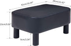 IBUYKE 16.54" Small Footstool, PU Faux Leather Step Stool, with Padded Seat Pine Wood Legs and Padded Rectangular Stool, for Bedroom, Black RF-BD210