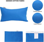 Thmyo 4-Pack 100% Cotton Lumbar Comfortable Solid Decorative Throw Pillow Case, Rectangle Cushion Cover Pillowcase Sublimation Blank Pillow Covers DIY Throw Pillowcase(12x20inch/30x50cm, Blue)