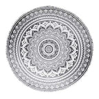 Popular Handicrafts Round Tapestry Wall Hanging Ombre Hippie Mandala Bohemian Hippy Intricate Indian Tapestries Tablecloth 68 Inches (173cm) Blue & Black Grey - color: Blue and Black Grey