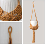 2 Pack 90CM (35inch) Extra Long Macrame Plant Hangers, up to 8 inch Pot Hanging Planter with Patterns, Premium Cotton Rope Crochet Boho Hanging Planter Basket for Indoor & Outdoor Plants (Brown)