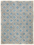 SAFAVIEH Cape Cod Collection 10' x 14' Natural / Blue CAP354A Handmade Flatweave Diamond Braided Jute & Denim Area Rug - color: Natural/Blue, size: 10' x 14' (Rectangular)