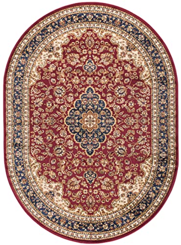 5x7 Oval Indoor Area Rug for Living Room, Dining Room, Bedroom, Entryway | Alfombras para Salas | Traditional, Oriental | Red 5'3'' x 7'3'' Oval - color: Red - Kirsten, size: 5'3" x 7'3" (Oval)