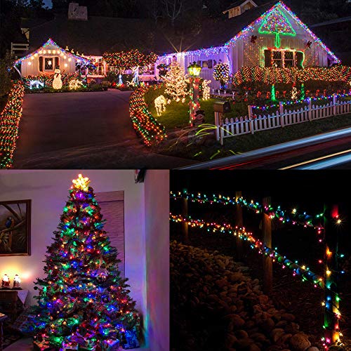 LJLNION 300 LED String Lights Outdoor Indoor, Extra Long 98.5FT Christmas Lights, 8 Lighting Modes, Plug in Waterproof Fairy Lights for Wedding Party Bedroom Decorations (Multicolor) - color: Multicolor