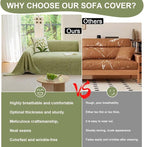ROOMLIFE Green Sofa Cover, Vintage Boho Couch Cover for 3 Cushion Sofa, Soft Chenille Sofa Cover for Dog, Washable Furniture Sofa Protector Cover Blanket with Tassel for Living Room, 71 '' X 118''
