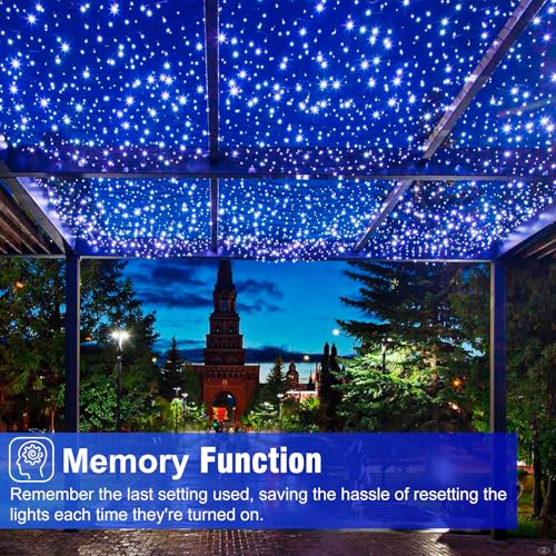 Blue Christmas Lights Outdoor, 100FT 300 LED String Lights for Outside Waterproof with 8 Modes, Plug in Connectable Fairy Light Green Wire for Indoor House Patio Yard Holiday Decorations - color: Blue, size: 100FT 300 LED