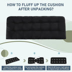 downluxe Outdoor Bench Cushion for Patio Furniture, Waterproof Tufted Overstuffed Porch Swing Cushions, Thick Outdoor Loveseat Cushions, 59" x 18" x 5", Black, Set of 1