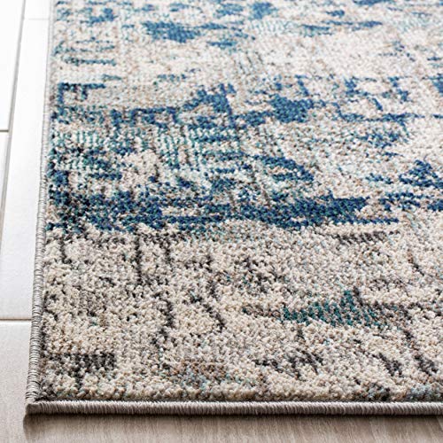 SAFAVIEH Madison Collection Runner Rug - 2'2" x 6', Grey & Blue, Modern Abstract Design, Non-Shedding & Easy Care, Ideal for High Traffic Areas in Living Room, Bedroom (MAD460K) - color: Grey/Blue, size: 2'2" x 6' (Runner)