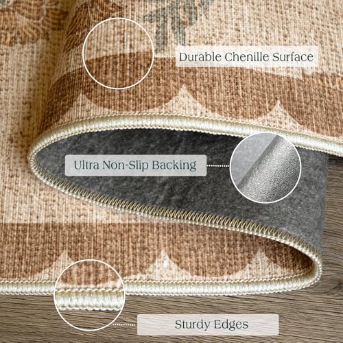 Floral Outdoor Rug - 28" x 43" Front Door Mat Indoor Outside Entrance Non-Slip Washable Outdoor Mat Jute-Look Tan Scalloped Rug for Entryway Kitchen Mudroom Layered Doormat for Front Porch - color: Flower - Wheat/Tan/Sage, size: 2'4" x 3'7" (Rectangular)