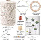 3 in 1 Macrame Kit for Beginners, 3mm x 220yards Cotton Macrame Cord, 3 DIY Macrame Plant Hanger Kits for Adults with Instructions Macrame Supplies Best for Macrame Plant Hanger Kit