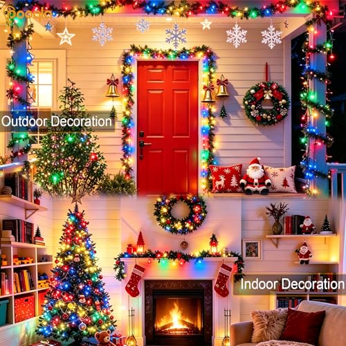 Pooqla 2 Pack String Lights Battery Operated, Total 66.6ft 200 LED Fairy Lights Indoor Outdoor Decorations, 8 Modes Colorful Battery Christmas Lights for Bedroom Classroom Porch Party Yard Decor - color: Colorful, size: 100 LED x2