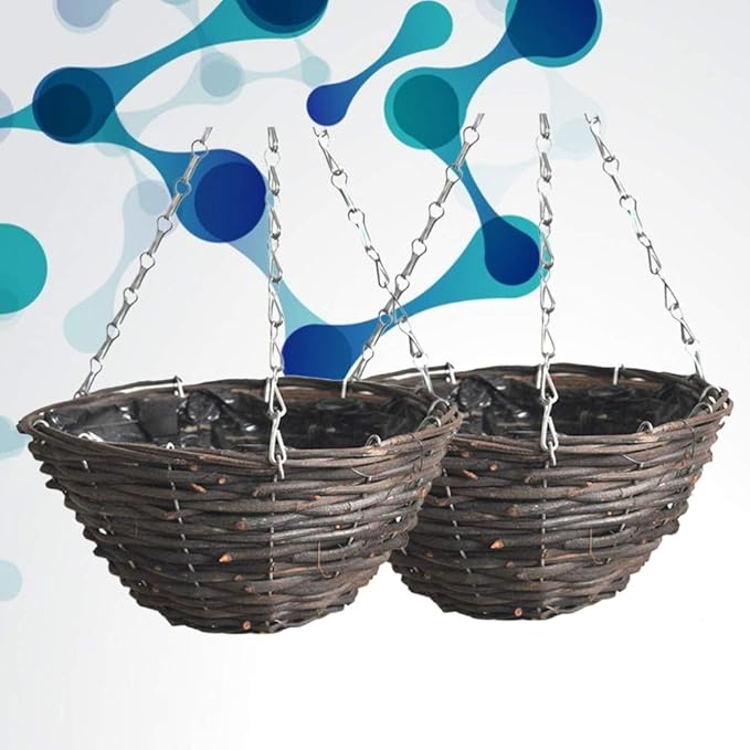 Hemoton Rattan Hanging Basket for Plants Seagrass Hanging Planters Indoor Outdoor Plant Flower Pots Woven Straw Planter Ceiling Flower Pots for Garden Home Decoration 2pcs