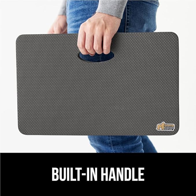 GORILLA GRIP Extra Thick Patent Pending Supportive Foam Kneeling Pad, Large Cushion Knee Pads for Gardening, Baby Bath Time, Dirt and Water Resistant, Workout, Garden Supplies, 17.5x11, Charcoal