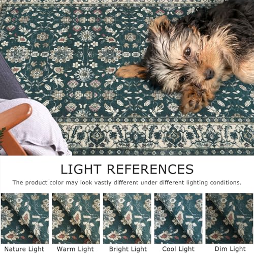 KUTA Vintage 2x3 Rugs for Entryway, Non-Slip Washable Kitchen Area Rug & Indoor Door Mat with Floral Print, Green Beige Ultra Thin Soft Low-Pile Throw Rug for Front Door, Bedside, Small Spaces - color: Green Beige, size: 2' x 3' (Rectangular)
