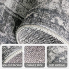 Runner Rug, Washable Non Slip Low Pile Kitchen Runner, Soft Boho Modern Rug for Hallways, Bedroom, 2x6, Distressed Grey - color: Distressed Grey, size: 2' x 6' (Rectangular)