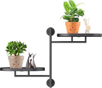 Rotating Window Shelves for Multiple Plants Indoor,2-tier Metal Corner Black Plant Stand Holder Floating Hanger Shelf for Wall，Windows Sill Gifts for Planter Lover to Enhance Home Decor