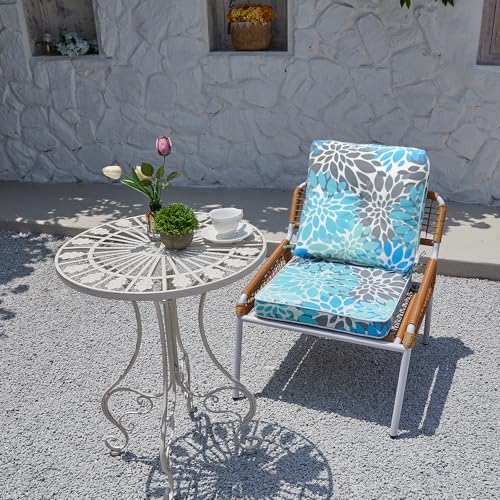 JMGBird Outdoor Chair Cushions Set - 19"x19" Deep Seat & Back Cushions, Water-Resistant Tufted Pillows for Patio Furniture - color: Blue-white, size: 19"×19"