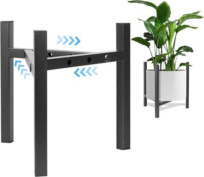 Airpark Plant Stand Indoor Adjustable, Metal Modern Plant Stand, Heavy Duty Stable Plant, Fit 8-12 inch Pots, Number of Items-3, Color-Black (Pot & Plant Not Included)