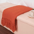 Gealaek Decorative Fluffy Faux Cashmere Throw Blanket Bright Orange Fringe Lightweight Fuzzy Soft Cozy Throws for Sofa Bed Farmhouse Throw Blanket 50" x 60"