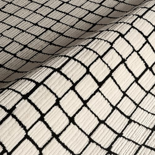 Abani Neutral Collection Cream Area Rug 8' x 10' for Living Room, Dining Room, Family Room - Modern Design - Durable & Easy to Clean - color: Squares, size: 8' x 10' (Rectangular)