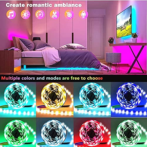 Tenmiro 130ft Led Lights for Bedroom, LED Strip Lights with Remote and App Control Music Sync Color Changing RGB LED Strip, LED Lights for Room Home Party Decoration (2 Rolls of 65ft) - size: RGB 130FT