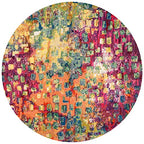 SAFAVIEH Madison Collection 5' Round Fuchsia / Gold MAD425D Boho Abstract Distressed Non-Shedding Dining Room Entryway Foyer Living Room Bedroom Area Rug - color: Fuchsia/Gold, size: 5' (Round)
