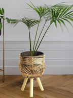 Woven Rattan Pot Stand Indoor, Handwoven Woven Plant Pot with 3 Legs, Plant Display Rack Flower Pot Stand for Gardening and Interior Decoration Plant Stand(#1)