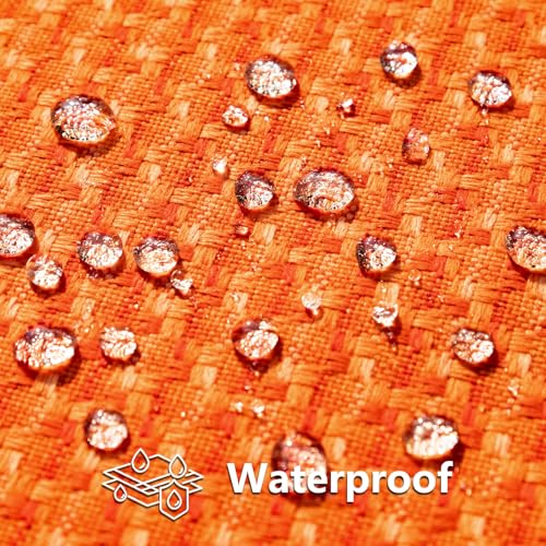 Kevin Textile Fall Outdoor Waterproof Throw Pillow Covers Pack of 2 Weaving Texture Water Resistant Outside Decorative Cushion Covers for Garden Patio Tent Balcony Bench Couch Sofa 16x16 Inch, Orange - color: Orange, size: 16" x 16" (Pack of 2)