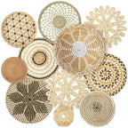 Tatuo 11 Pcs Boho Wall Basket Decor Bulrush Woven Wall Hanging Art Round Farmhouse Rustic Handmade Wicker for Summer Home, Bedroom, Living Room, Kitchen Decorations, Multi Sizes(Vivid) - style: Vivid