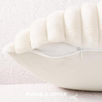 Pallene Faux Fur Plush Spring Throw Pillow Covers 22x22 Set of 2, Luxury Soft Fluffy Striped Decorative Pillow Covers for Sofa, Couch, Living Room, Cream White