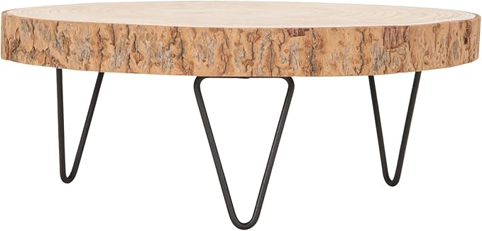 Creative Co-Op Large Paulownia Wood Pedestal with Metal Legs