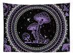 SCECALA Purple Mushroom Mural Boho Mandala Black and White Stars Wall Art 80x60 Inches for Bedroom Living Room Teen Party - color: Purple, size: 60"L x 80"W