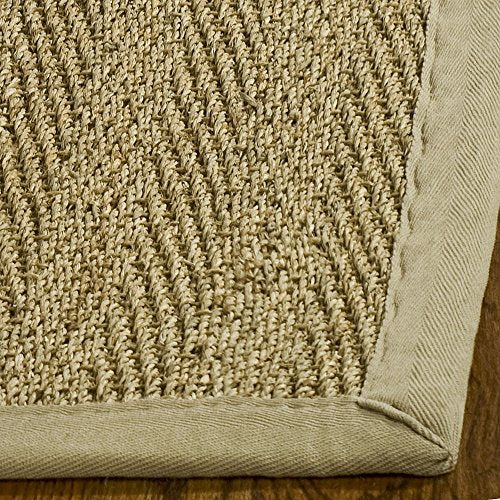 SAFAVIEH Area Rug 8x10 - Natural Fiber Collection - Large - Natural & Beige, Seagrass, Herringbone Pattern with Border (NF115A) - color: Natural/Beige, size: 8' x 10' (Rectangular)