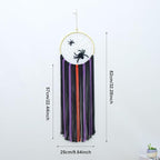 EOBTAIN Halloween Macrame Wall Hanging,Spider Web Dream Catchers,Black Purple and Orange Tassels Pure Cotton Cord Textile Wall Art,Halloween Decorative Woven Tapestry for Home Decor,9.8x32.8 Inch