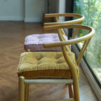 vctops Soft Velvet Chair Pads with Ties Comfy Solid Seat Cushion for Dining Chairs, Office Chairs, Hardwood Floors (Gold Yellow, 16"x16")