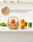 4 PCS Rattan Half Moon Wicker Basket, Small Wicker Woven Basket with Handle, Woven Wedding Flower Girl Baskets, Picnic Basket, for Home Wedding Decor, Photo Props, Camping